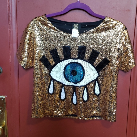 M/2 Tops - M/2 Multi Colour Sequin Short Sleeve Blouse